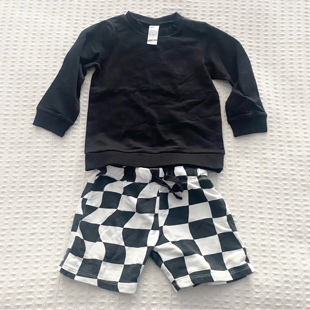 H&M Black and White Checkered Set size 2T